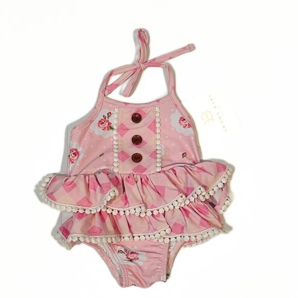 NWT Swoon Baby 6M Posie One Piece Halter Swimsuit - Picture 1 of 4